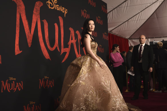 Yifei Liu, star of Mulan, at the premiere of the Disney film in Los Angeles. 