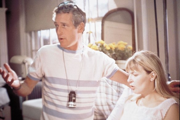 Paul Newman directing Joanne Woodward in the film Rachel, Rachel.