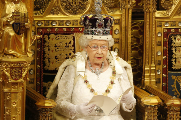 Queen Elizabeth II reads the Queen’s Speech in 2016.