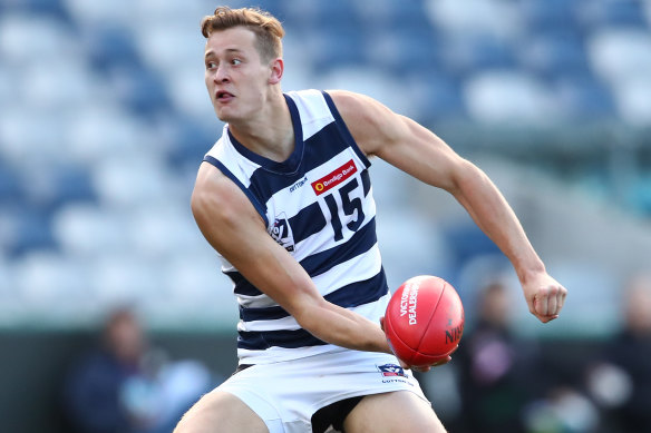 Nathan Kreuger playing VFL for Geelong.