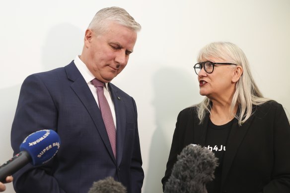 The tone of the day was set in the morning when Michael McCormack was button-holed by the organiser of the women’s March 4 Justice rally, Janine Hendry.