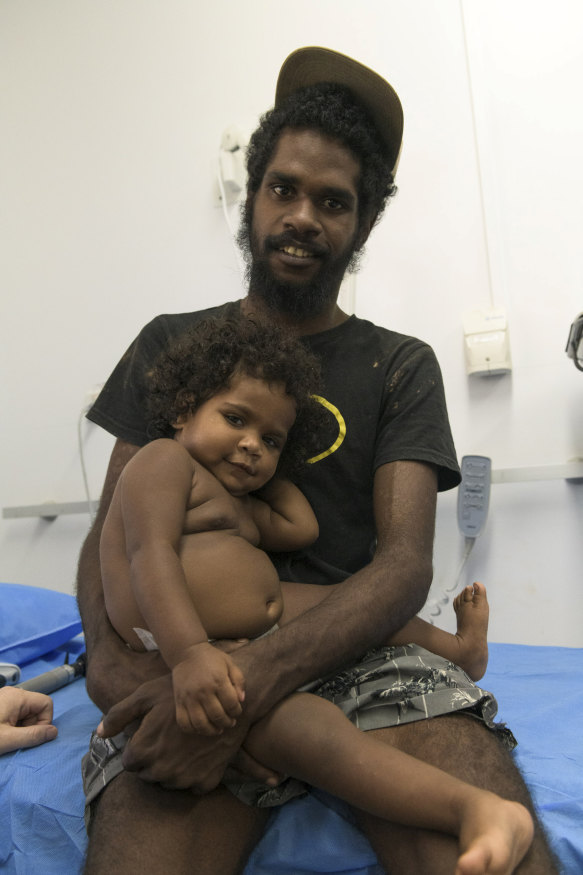 Phillip Accoom and his daughter Rosemary at the Lockhart Medical Centre.