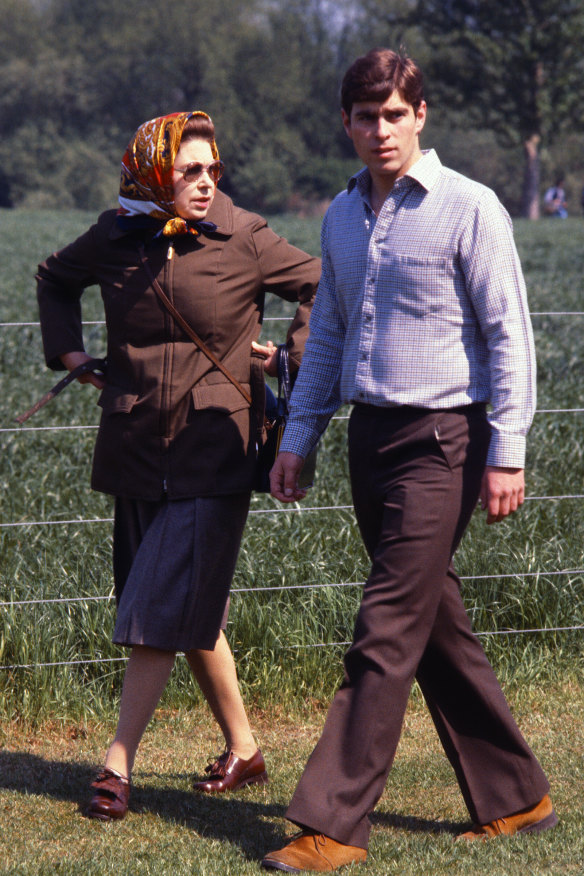 Prince Andrew as a young man with the Queen in 1980.