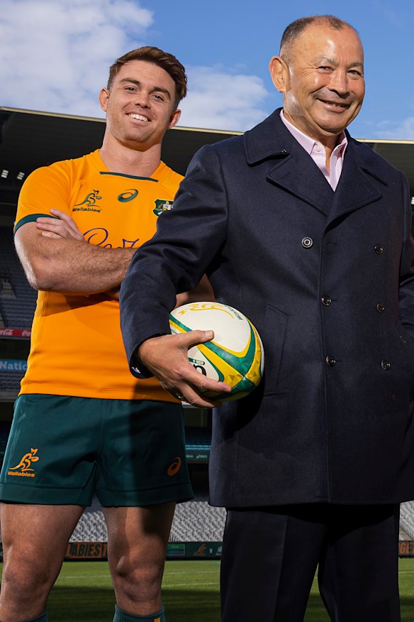 Andrew Kellaway and Wallabies coach Eddie Jones.