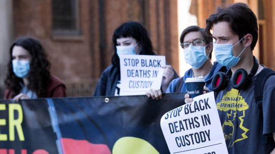 Black Lives Matter supporters outside the NSW Supreme Court last week.