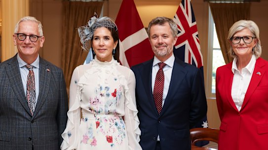 Simeon Beckett, Queen Mary of Denmark, King Frederik X of Denmark and Governor General Sam Mostyn at Government House.