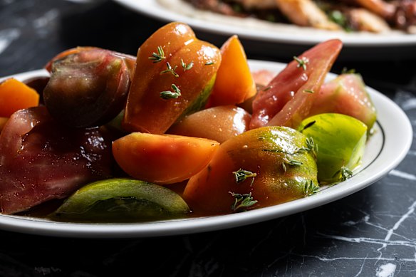 Heirloom tomatoes with assyrtiko vinegar.