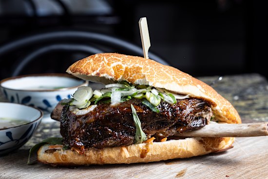 Braised beef short rib banh mi.