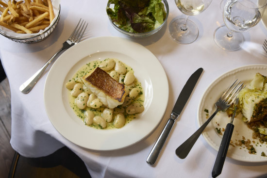 Grilled coral trout with white bean ragout.