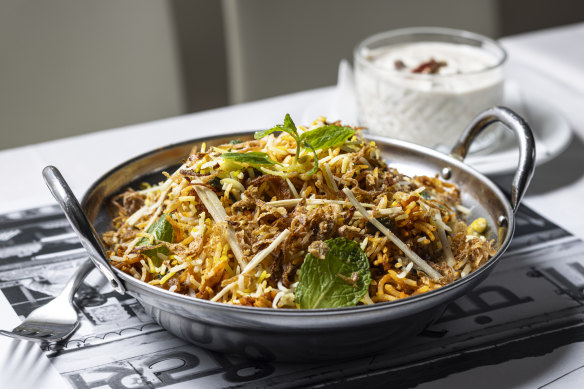 Biryani with slow-cooked lamb shoulder.