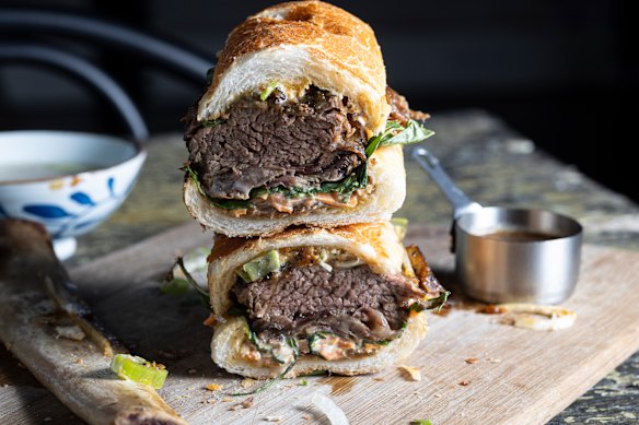 The banh mi cross-section.