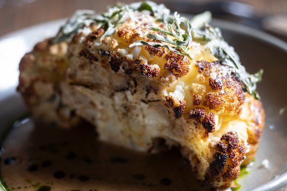 Cauliflower cheese with sourdough miso, butter and hazelnut.