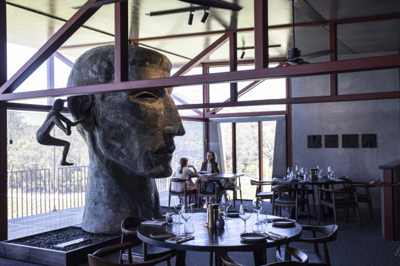 A Richard Stringer sculpture dominates the dining room.