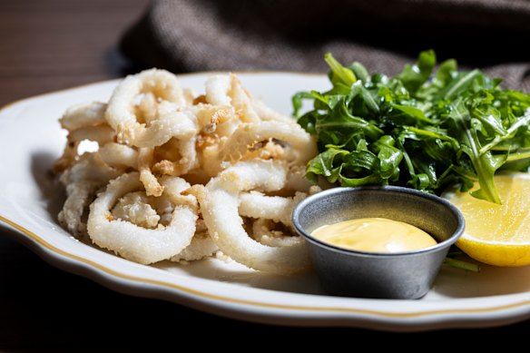 Italian-style fried calamari with saffron aioli.