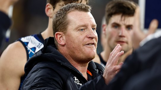 Carlton coach Michael Voss’s Blues have tumbled to 11th on the ladder.