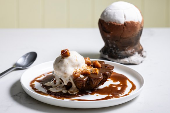 A dessert of "tamarind four ways" and asin tibuok (“whole salt”, pictured right).