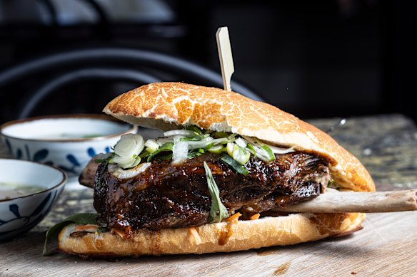 Braised beef short rib banh mi.
