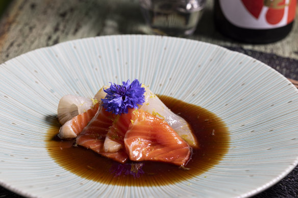 Tiradito (salmon and tuna are dressed in the chef’s secret sauce).