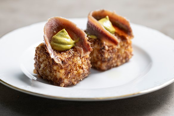 Tapioca fritti with dill and anchovy.