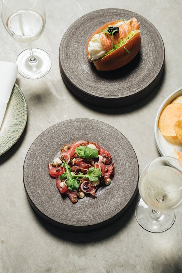 Tuna carpaccio with sauce tonnato. 