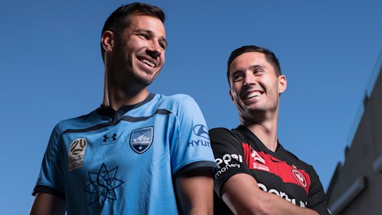 Brothers in arms: Ryan McGowan (left) and Dylan McGowan face off in Saturday's derby. 