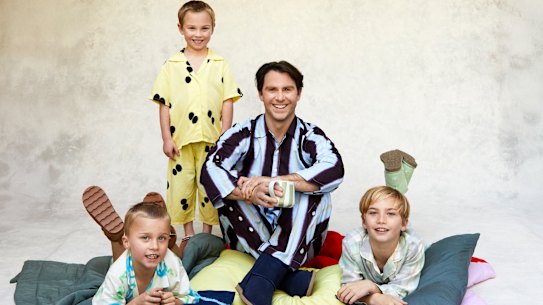 Jimmy Rees, with sons Lenny, Mack and Vinny: ‘I have to bring on the stern dad sometimes.’