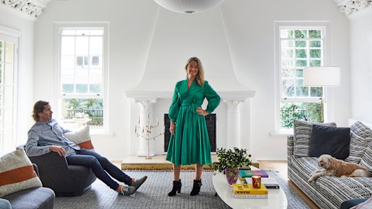 “This beautiful big lounge room was used as a ballroom by the original owners,” says Willis. “We carry on the tradition of music and entertainment with our friends.” The pendant light is from Living Edge.