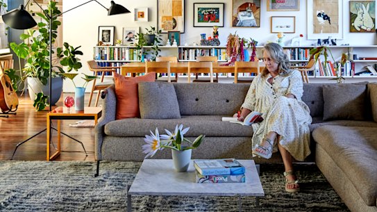 “Some people buy a fast car, James got this couch from BDDW for his birthday. A beautifully crafted piece of furniture,” says Simpson.