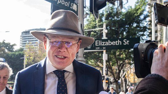 Gareth Ward MP arrives at the Downing Centre District Court for the first day of his sexual assault trial.