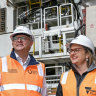 Prime Minister Anthony Albanese and Premier Jacinta Allan touring the North East Link site on Thursday.