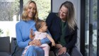 Sally Crinis, with baby Olympia, and genetic counsellor Zoe Milgrom.