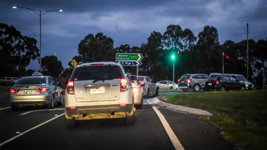 Traffic banks up at the Melton exit.