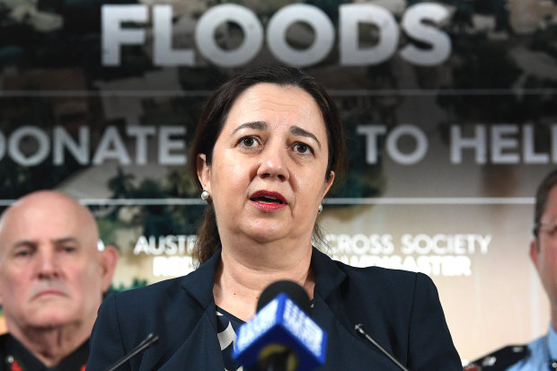 Queensland Premier Annastacia Palaszczuk addresses the media following a Queensland Disaster Management Committee meeting in Brisbane, Wednesday, February 6, 2019 