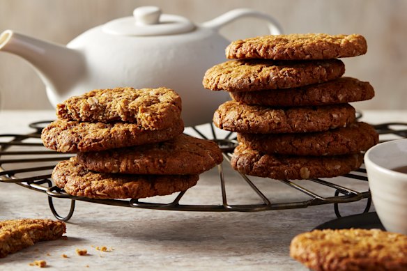 Toasted coconut and salt flakes give the classic Anzac biscuit a flavour boost.