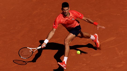 Novak Djokovic in action against Pablo Juan Varillas on Sunday.