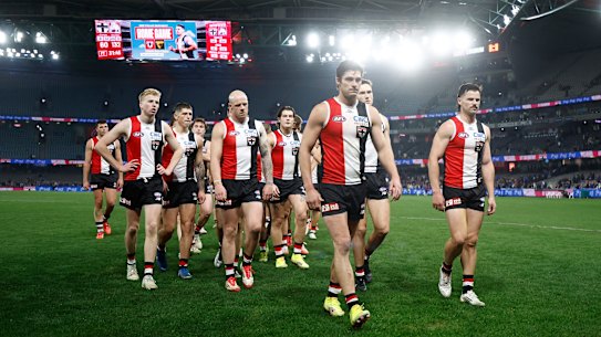 The crowd was underwhelming on Thursday night, especially by the time the Saints trudged off Marvel Stadium with a 72-point loss.