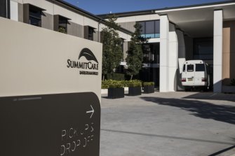 The SummitCare nursing home in Baulkham Hills, Sydney, where six residents have now tested positive.