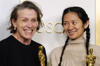 Frances McDormand and Chloe Zhao teamed up to win best picture, director and actress for Nomadland at the Oscars.
