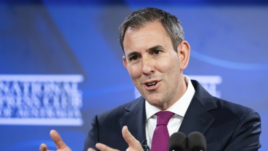 Jim Chalmers at the release of the Intergenerational Report at the National Press Club in Canberra.