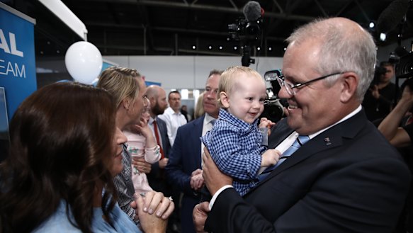 Scott Morrison campaigning in Tasmania.