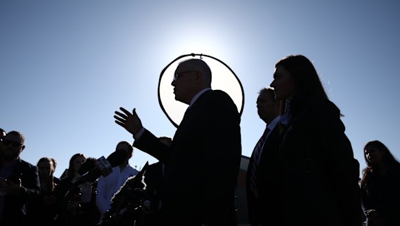 Prime Minister Scott Morrison with the member for Boothby Nicolle Flint