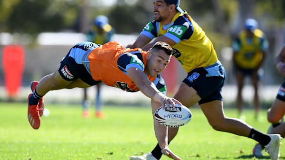 Nik Cotric (left) will make his Blues dream a reality next week. 