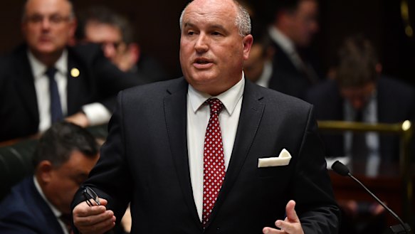 NSW Police Minister David Elliott during Question Time in the Legislative Assembly. 