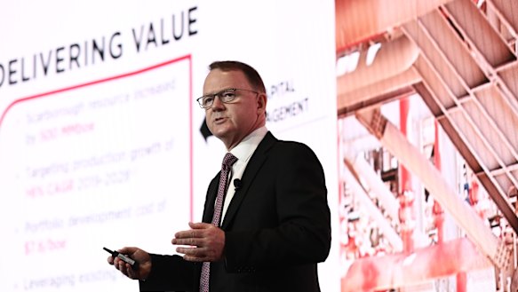 Woodside CEO Peter Coleman at the investor briefing last week. 