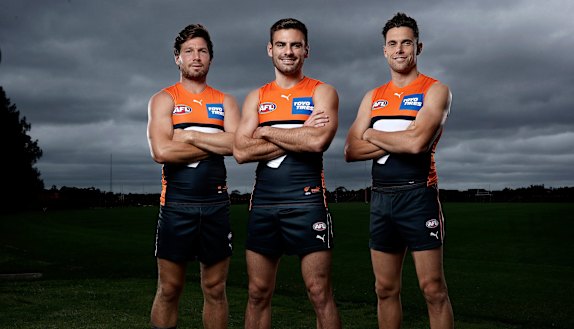 Toby Greene (left) shared the Giants’ captaincy with Stephen Coniglio and Josh Kelly last year.