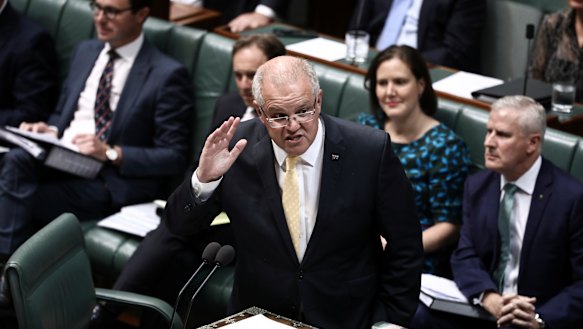 Prime Minister Scott Morrison in question time on Wednesday.