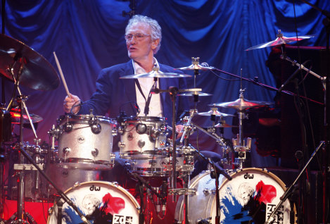 Ginger Baker on the drums at the Shepherd's Bush Empire in London, 2008. 