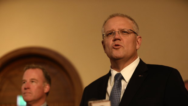 Prime Minister Scott Morrison in Launceston on Tuesday.