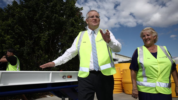 Prime Minister Scott Morrison, pictured with Capricornia MP Michelle Landry, campaigning in Rockhampton.