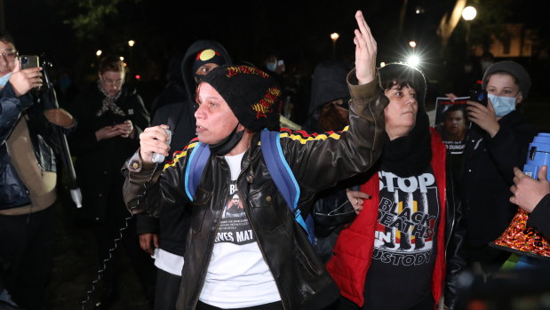 The unsanctioned black lives matter protest at Hyde Park in Sydney. The protest isn’t allowed due to the coronavirus. 